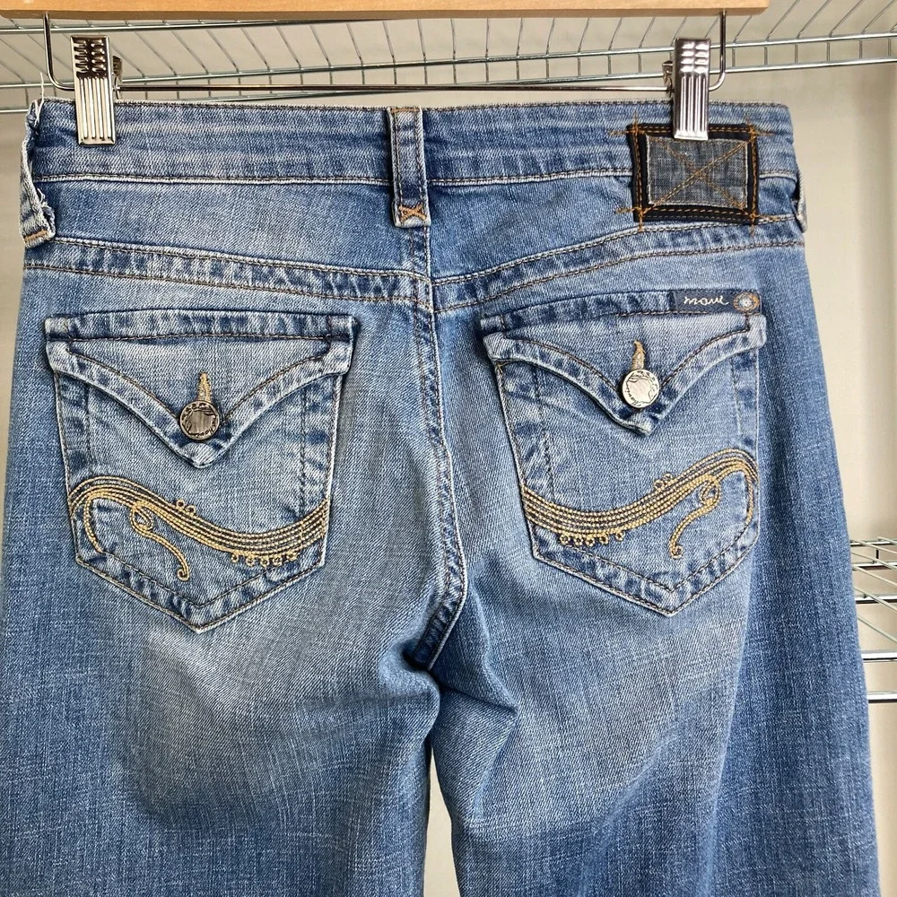 Mavi Women's Abbie Flared Bootcut Denim Jeans Sz 27/32‎ Flap Back Pocket Western